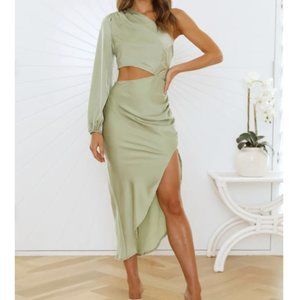 Hello Molly Cutout Sage Midi Dress